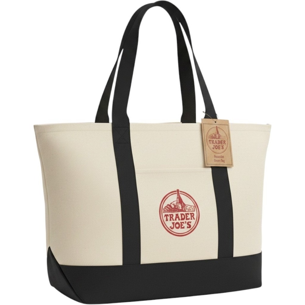 Trader Joe's Canvas Tote Shopping Bag LARGE CLASSIC NAVY BLUE - NEW with TAGS